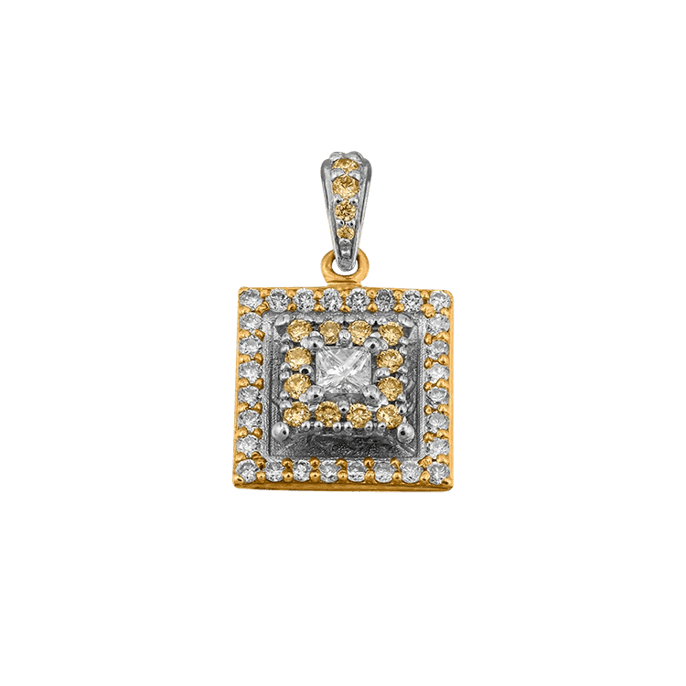 Hängsmycke med vita & gula diamanter 18k vitguld
