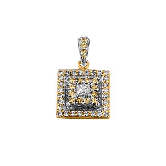 Hängsmycke med vita & gula diamanter 18k vitguld