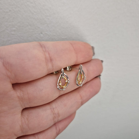 Diamant örhängen oval i tvåfärgat 18k guld
