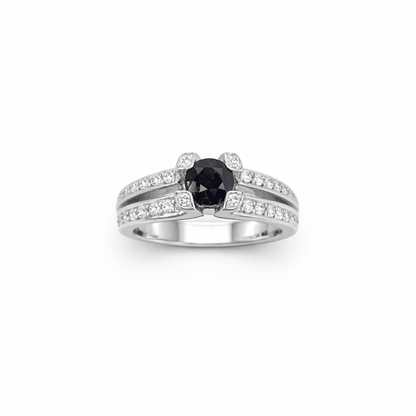 Diamantring med safir 18k vitguld 0,56ct