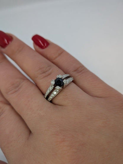 Diamantring med safir 18k vitguld 0,56ct