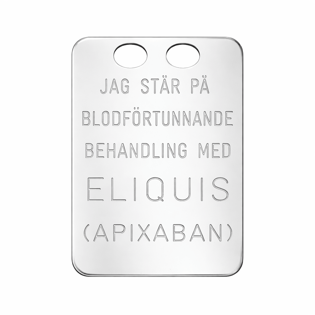 Eliquis bricka i silver