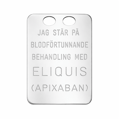 Eliquis bricka i silver
