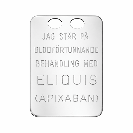 Eliquis bricka i silver