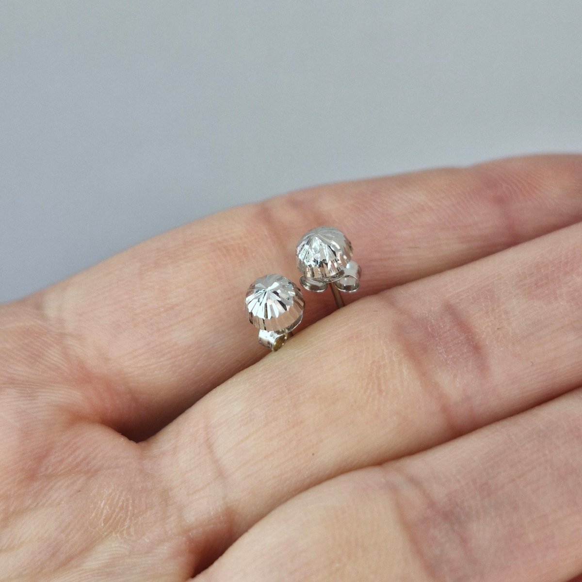 Facetterade Runda Örhängen 18k Vitguld