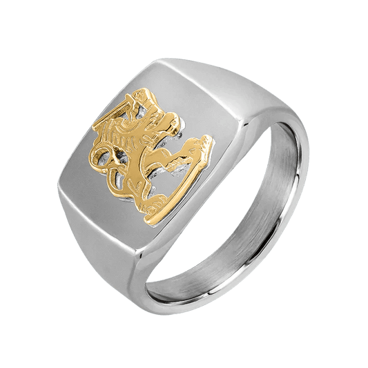 Finska lejon klackring silver & 18k guld