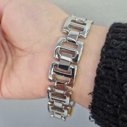 Fint stål armband med guldförgyllning