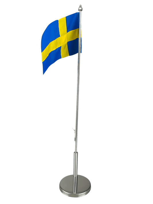 Flaggstång kromfinish med svensk handsydd flagga