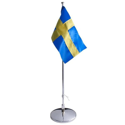 Flaggstång - Svensk flagga i nysilver