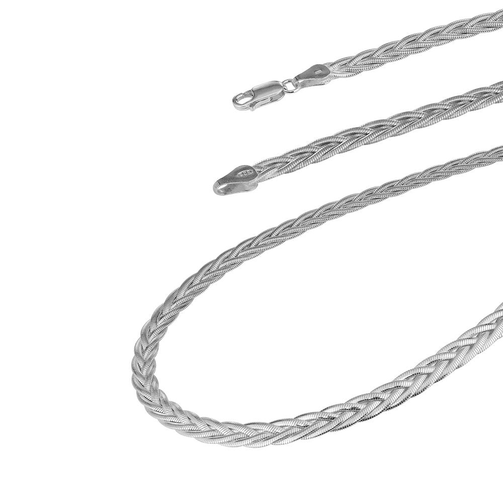 Flätat silver halsband