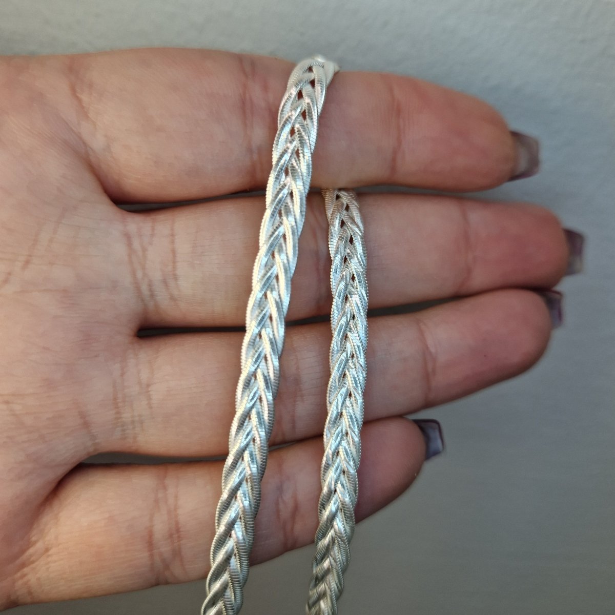 Flätat silver halsband