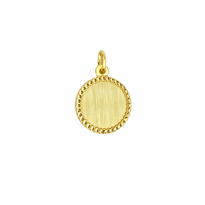 Gravyr bricka matt rund förgylld