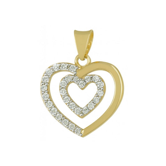 Guld hängsmycke hjärta med stenar