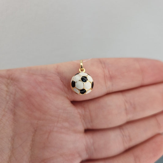 Hängsmycke - Fotboll med emalj 18k guld