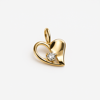 Hängsmycke hjärta med sten i mitten 18k guld