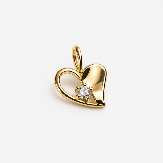 Hängsmycke hjärta med sten i mitten 18k guld