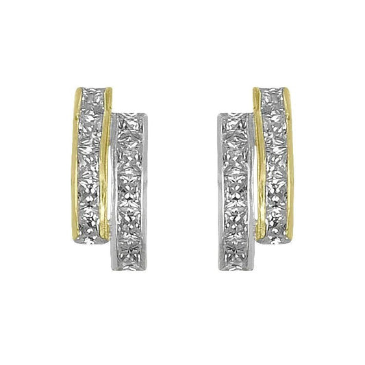 Örhängen 2 rader kristaller i tvåfärgat 18k guld