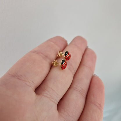 Örhängen nyckelpiga i 18k guld