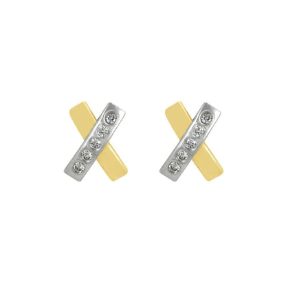 Stiftörhängen X med stenar 18k guld