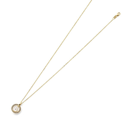 Halsband 18k guld med sötvattenpärla och zirconer
