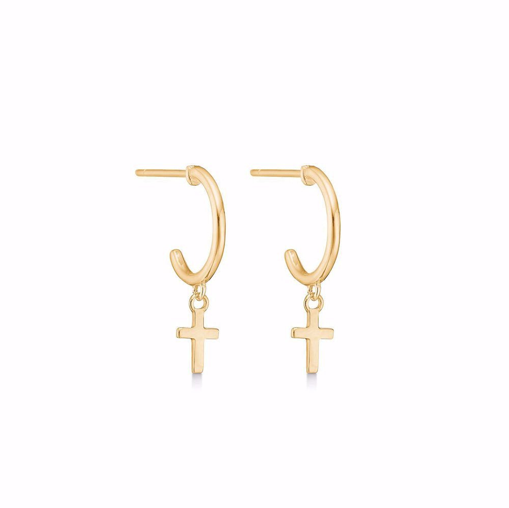 Halv creoler med kors 8 karat guld