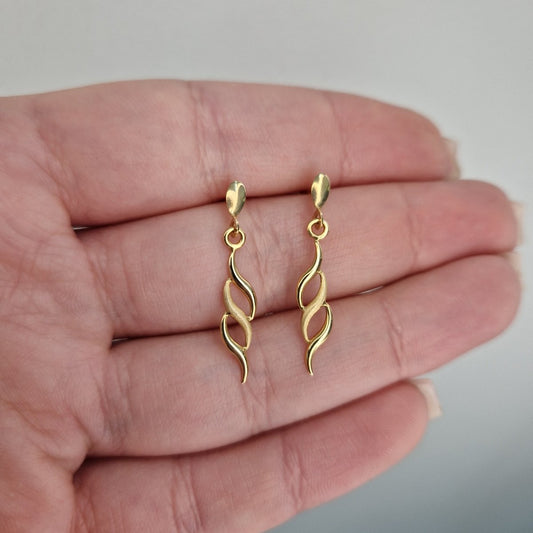 Hängande örhängen matt & blank 18k guld