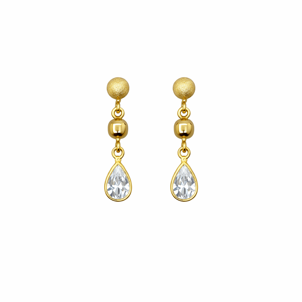 Hängande Örhängen Med Drop Design 18K Guld och Zirconia