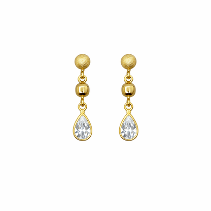 Hängande Örhängen Med Drop Design 18K Guld och Zirconia