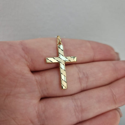 Hänge glittrigt kors 18k guld