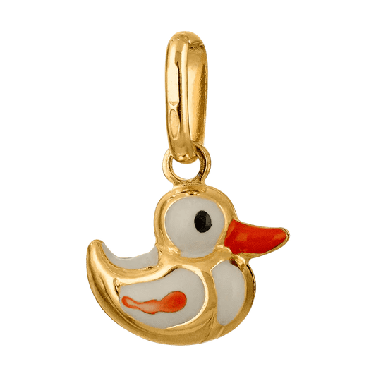 Hängsmycke söt färgglad anka i 18k guld