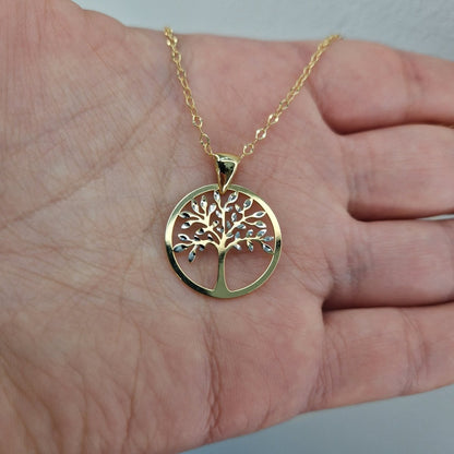 Hängsmycke livets träd tvåfärgat 18k guld