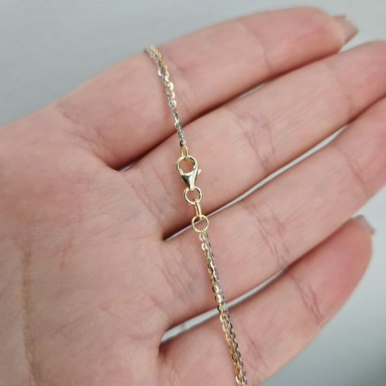 Hjärta med två kedjor tvåfärgat 18k guld