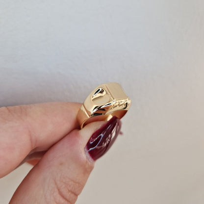 Klackring Unik rektangulär matt & blank 18k Guld