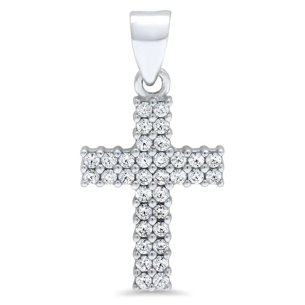 Fint kors 18k vitguld med stenar