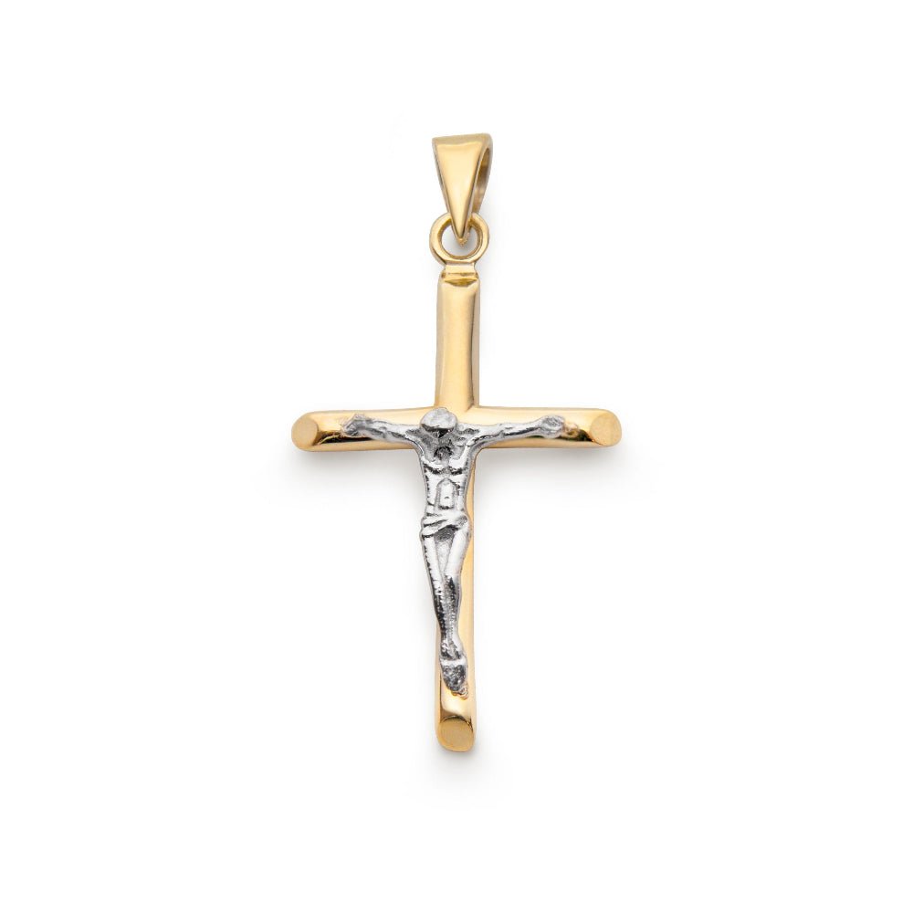 Underbart guldkors med två färgat 18k guld