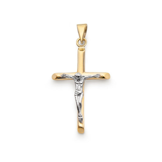 Underbart guldkors med två färgat 18k guld
