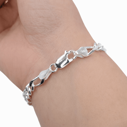 Kraftigt silver armband Figaro