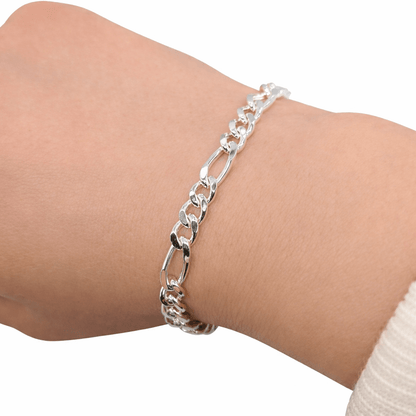 Kraftigt silver armband Figaro