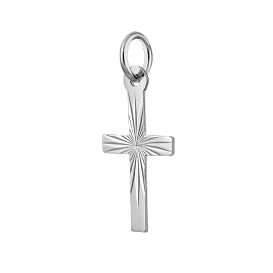 Kors i äkta silver platt, blank & facetterad design