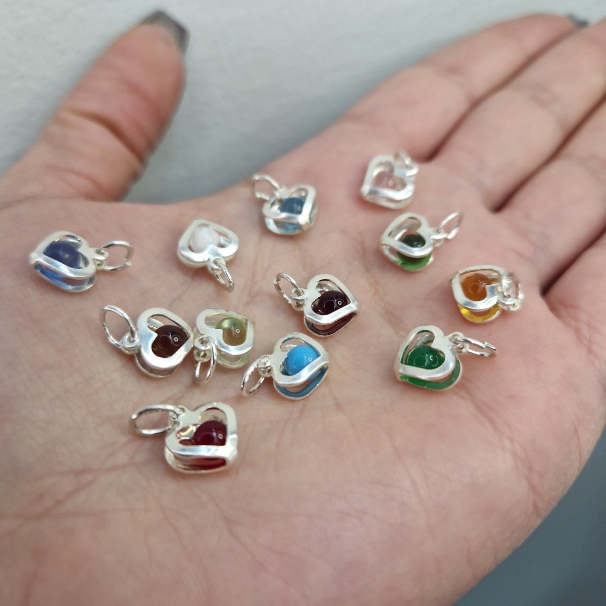 Månadssten hjärta i äkta silver