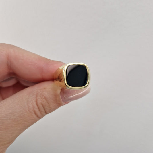 Mjuk rundad klackring med onyx