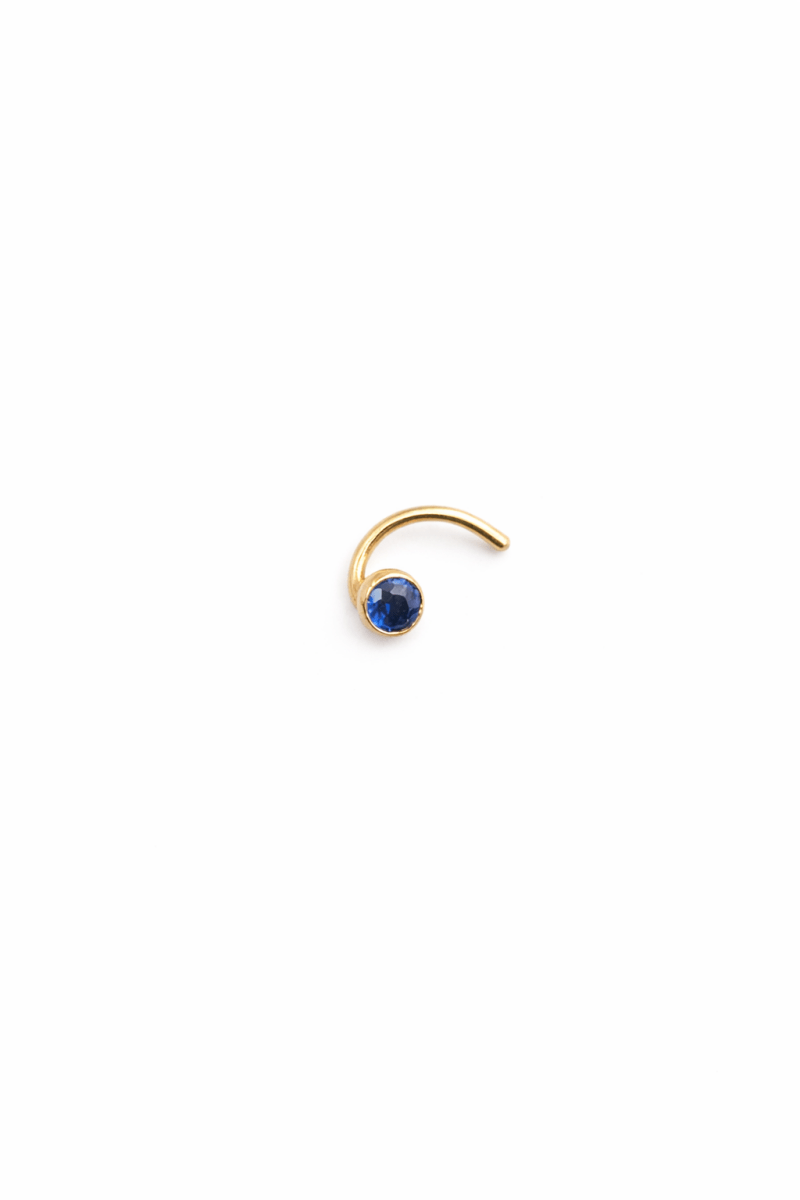 Näspiercing med blå sten 18k guld