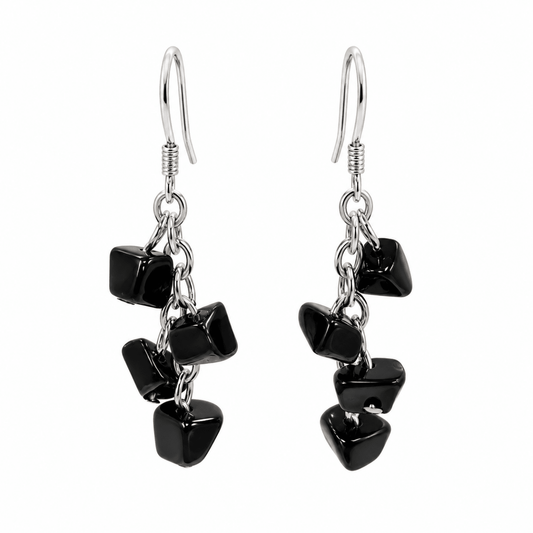 Örhängen hängande onyx stenar - Sterling silver