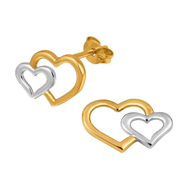 Örhängen dubbelhjärta två färgat