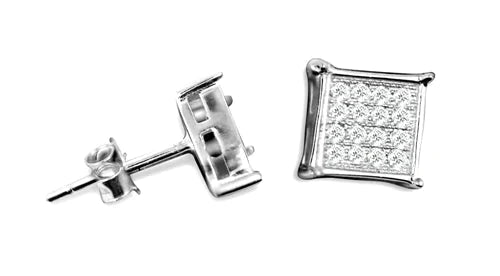 Silverörhängen 18k vitgulds pläterade med labb diamanter