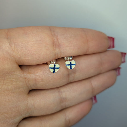 Örhängen Finska flaggan i hjärta