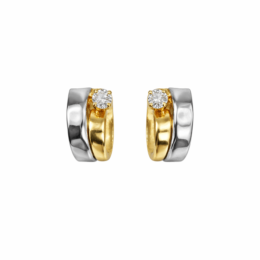 Örhängen i Guld 18k och Vitguld design med Zirconia