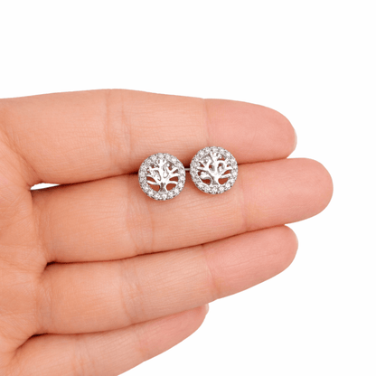 Vackra örhängen i äkta silver 925. Livets Träd med Cubic Zirconia stenar.