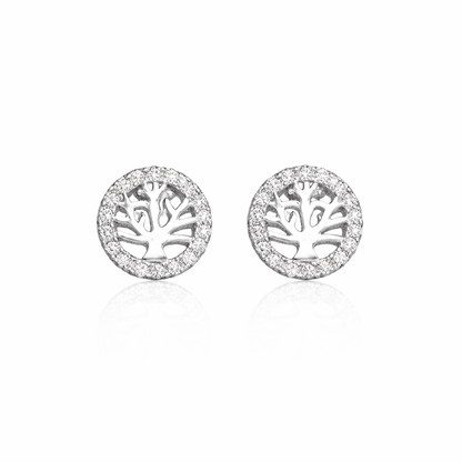 Vackra örhängen i äkta silver 925. Livets Träd med Cubic Zirconia stenar.