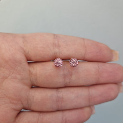 Örhängen med kulor rosa kristaller